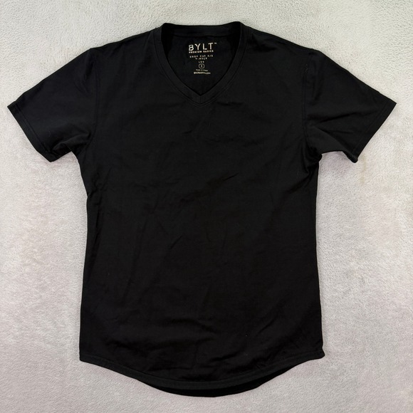 BYLT Premium Basics Other - BYLT Mens Small Drop Cut V-Neck T-Shirt Black LUX Blend Athletic Fit Tee S/S